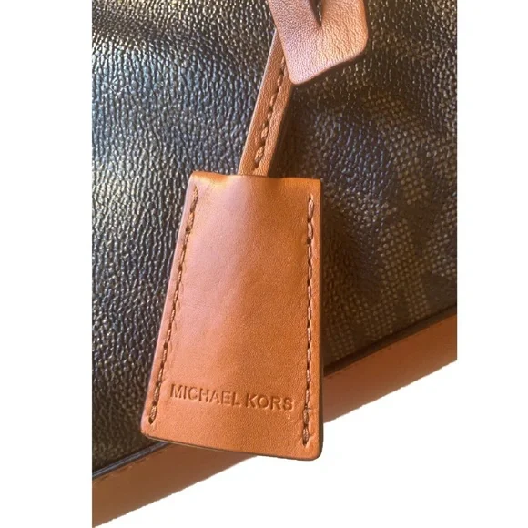 Michael Michael Kors Leather Hamilton Logo Tote Satchel Signature Monogram Bag - Picture 5 of 12